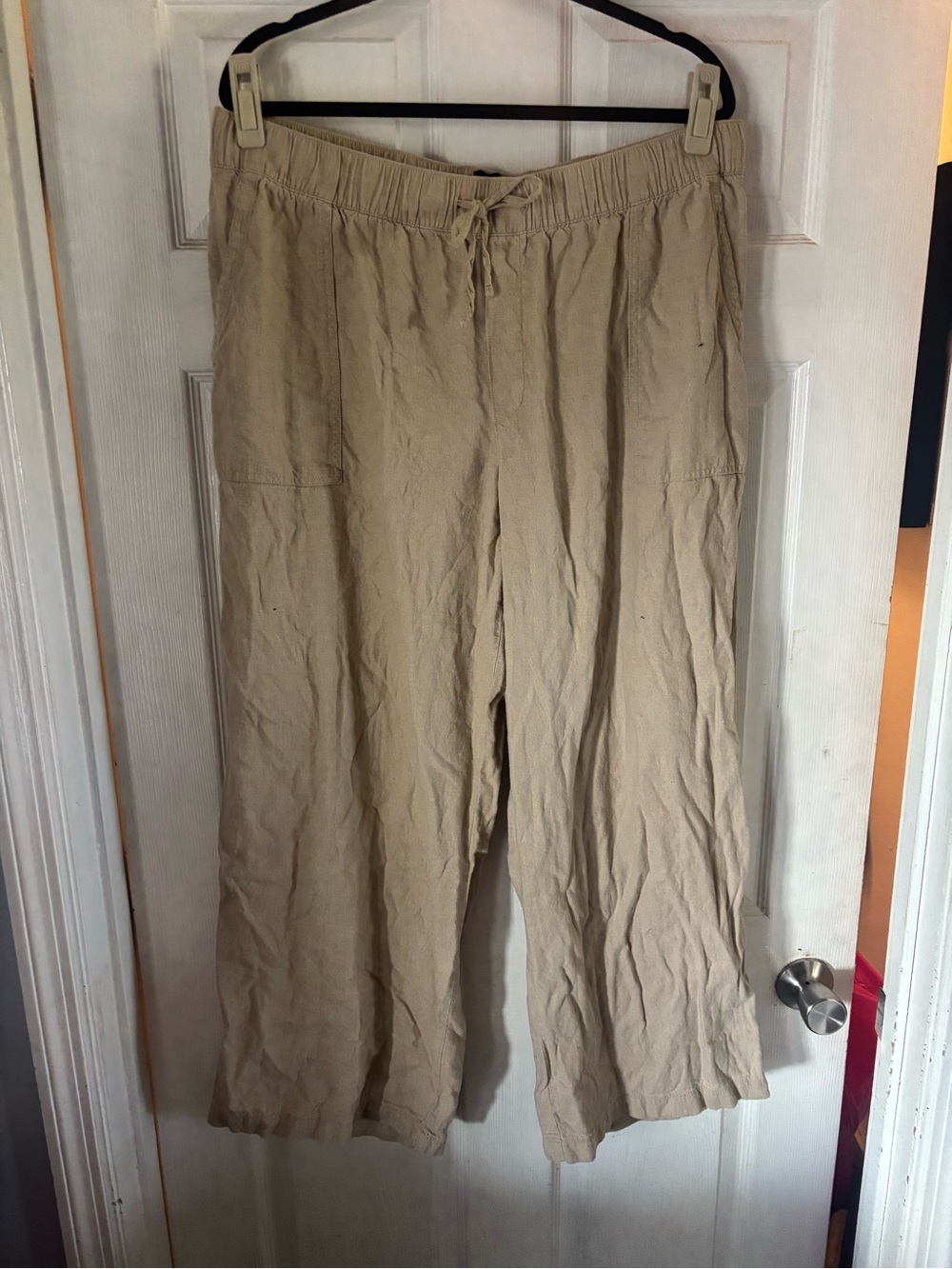 GAP Wide-Leg Drawstring Pants in Light Tan